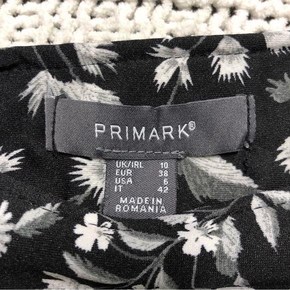 Primark Size 6 Black White Floral Stretch Dress LBD Office Teacher 3/4 sleeve - Picture 4 of 10